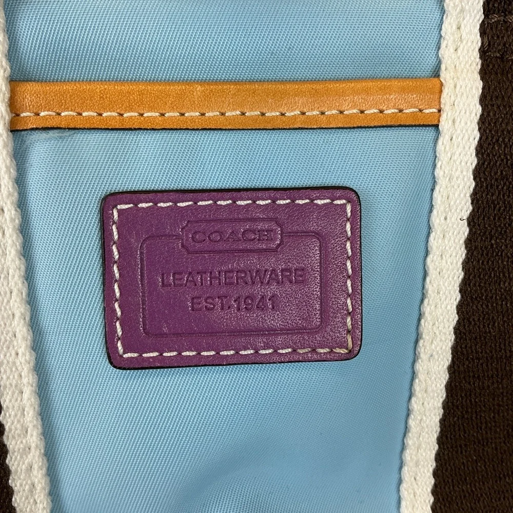 Coach 6260 Y2K Daisy Hampton Mini Blue Tote with Purple and‎ Brown Accents - Picture 6 of 16